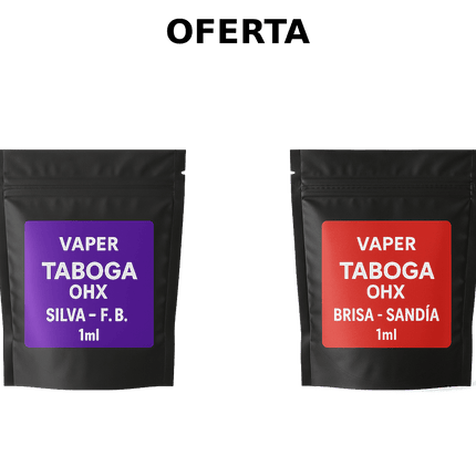 Pack de 2 vapeadores desechables Taboga OHX de 1 ml con 600 caladas – Sabores Silva-F.B. y Brisa-Sandía
