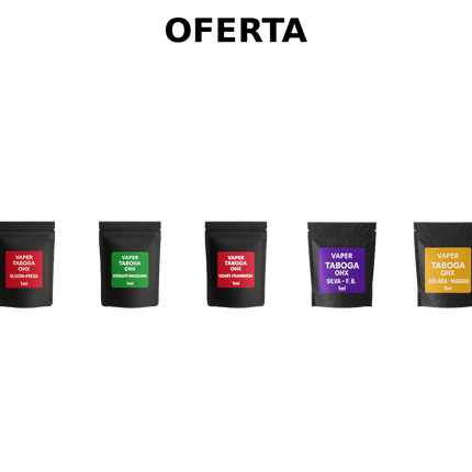 Pack de 5 vapeadores Taboga OHX 1 ml – Bloom Fresa, Silva F.B., Brisa Sandía, Solara Mango y Velvet Frambuesa – Desechables – 2000 caladas